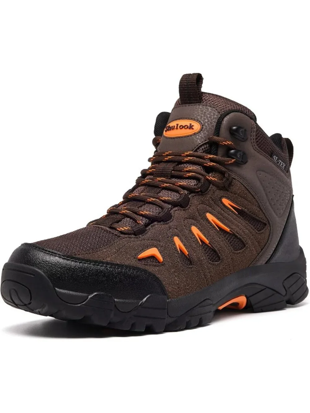 Men's Brown Waterproof Shoes Casual Mid Top Round Toe Non Slip Hiking Boots